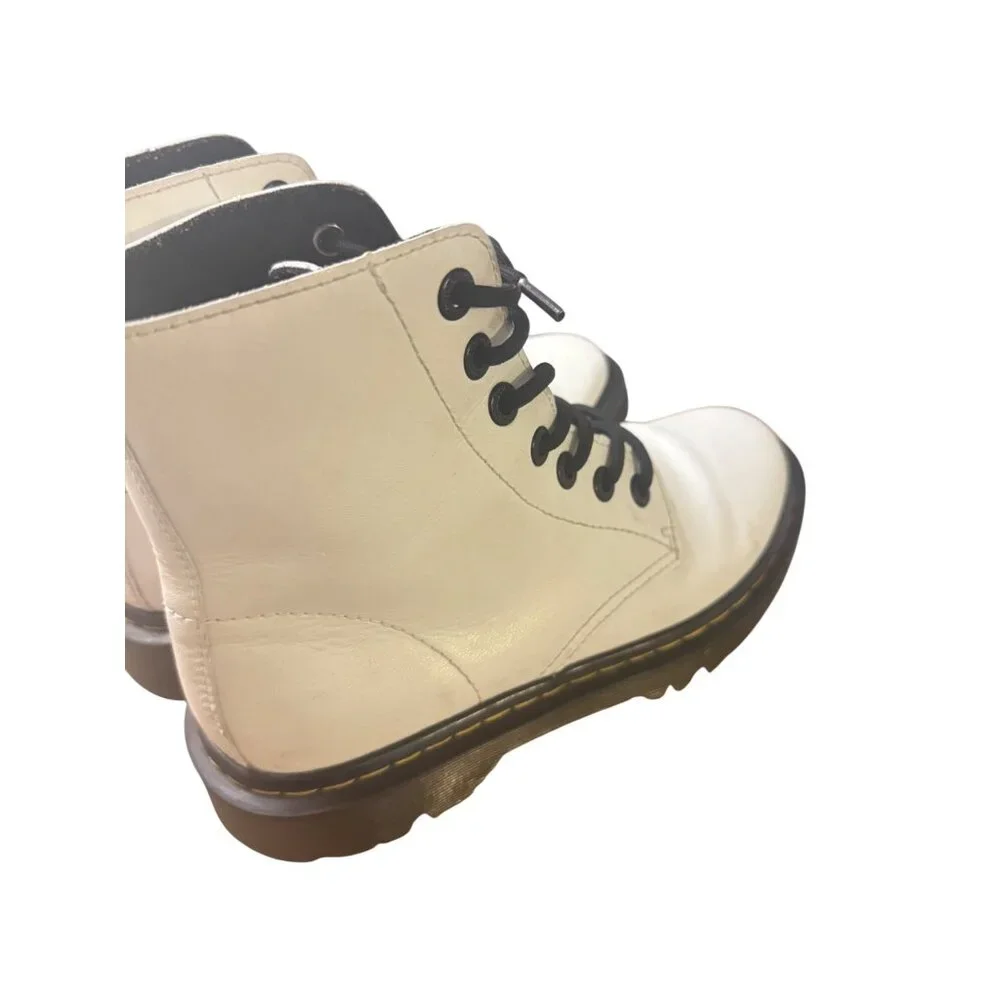 Dr. Martens Luana White Leather Lace-Up Ankle Boots With Black Size US 7/UK 5 - Picture 5 of 12